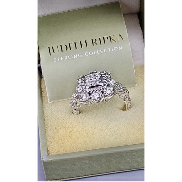 Judith Ripka Jewelry - Gorgeous Judith Ripka Sterling Silver 925 Vintage Statement Flower Ring Size 9